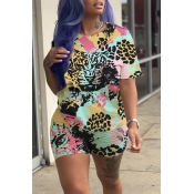 Lovely Casual Printed Multicolor Two-piece Shorts 