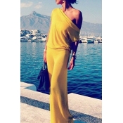 Lovely Casual One Shoulder Yellow Floor Length Dre