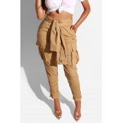 Lovely Casual High Waist Brown Pants
