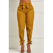 Lovely Stylish High Waist Bow-tie Decoration Yello