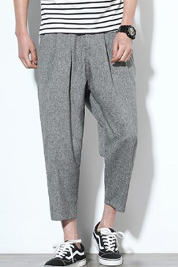 

Lovely Casual Mid Waist Grey Loose Pants