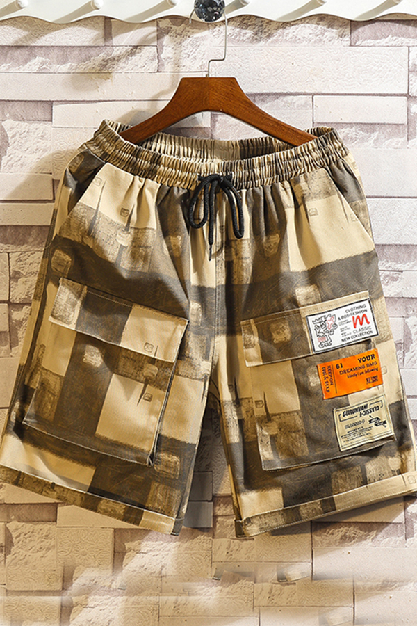

Lovely Casual Patchwork Printed Yellow Shorts