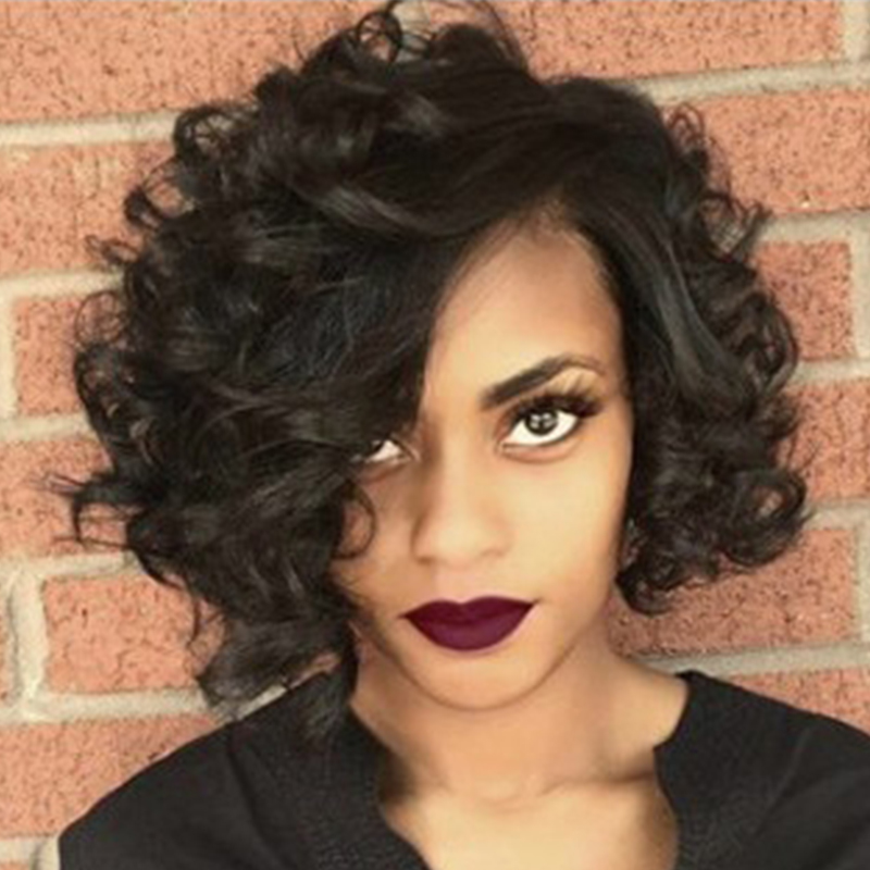 

Lovely Trendy 1 Pcs Kinky Curly Hair Black Wigs(8 inch
