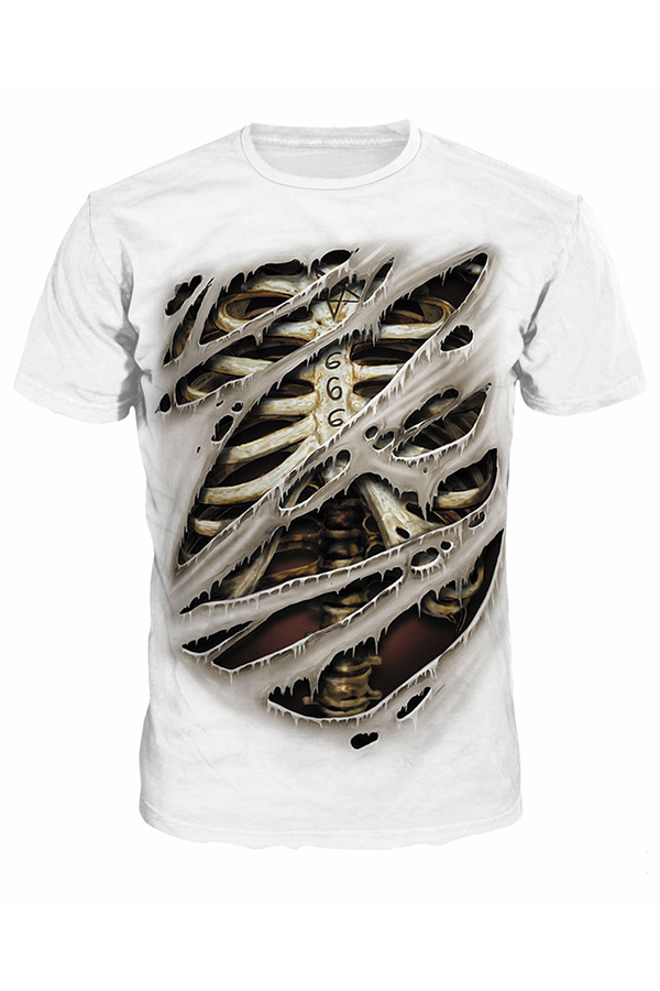 Lovely Casual O Neck Printed White T-shirt