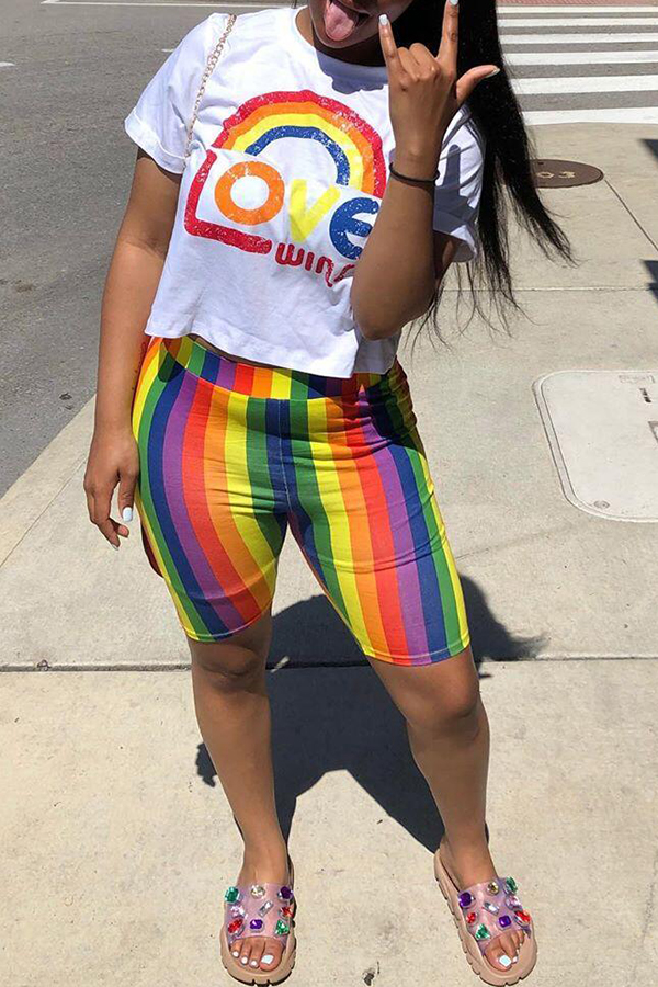 rainbow two piece short set
