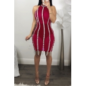 Lovely Sexy Off The Shoulder See-through Red Mini 