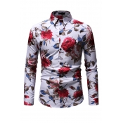 Lovely Casual Rose Printed White Shirt