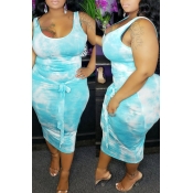 Lovely Casual Gradual Change Blue Two-piece Skirt 