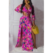 Lovely Bohemian Side High Slit Multicolor Two-piec