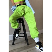 Lovely Casual Elastic Waist Green Loose Pants(With