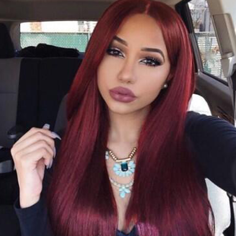 Lovely Casual Long Straight Wine Red Wigs