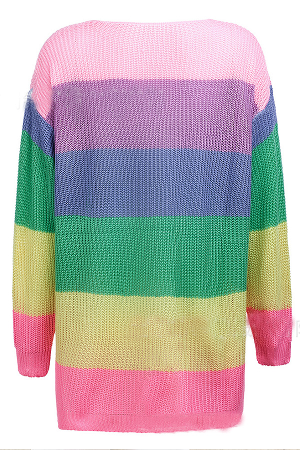 Lovely Leisure Colorlump Patchwork Pink Sweaters_Sweaters & Cardigans