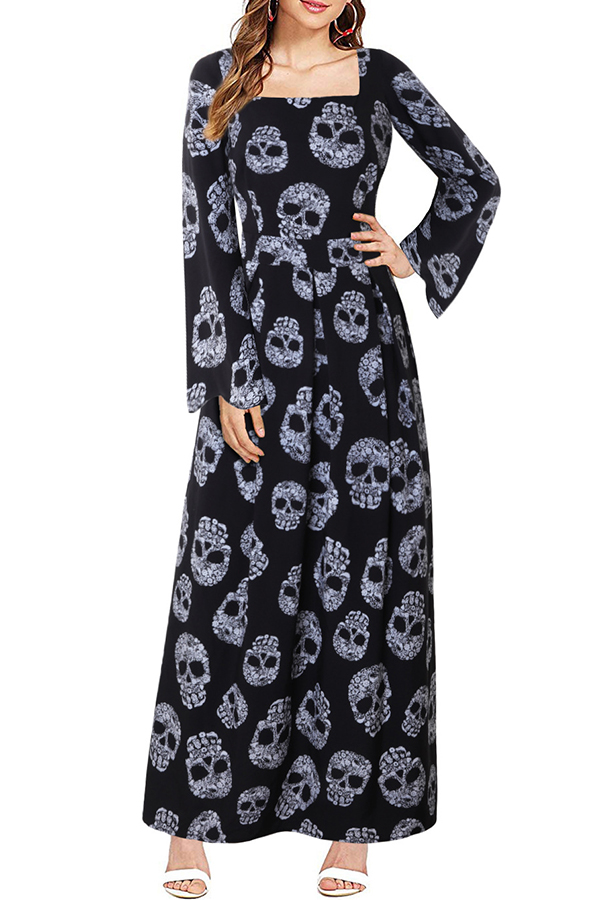 

Lovely Leisure Printed Black Ankle Length Dress