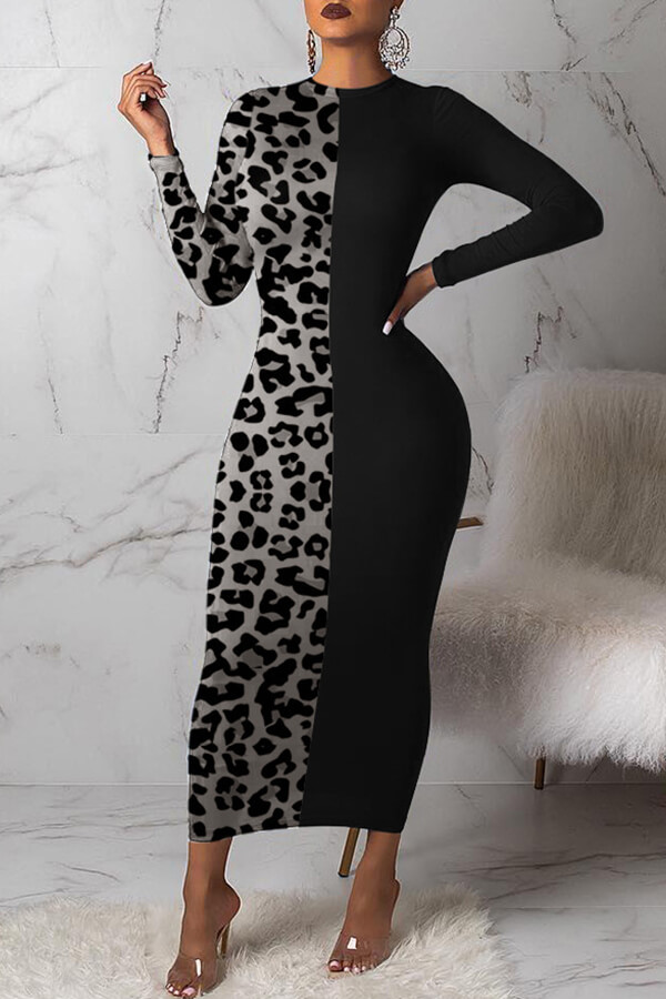 

Lovely Casual Leopard Printed Grey Ankle Length Dress