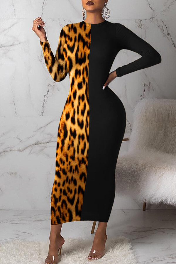 

Lovely Casual Leopard Printed Yellow Ankle Length Dress