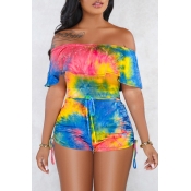 Lovely Chic Dew Shoulder Multicolor One-piece Romp
