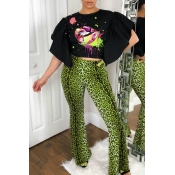 Lovely Casual Printed Black Two-piece Pants Set