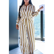 Lovely Work Striped Yellow One-piece Jumpsuit