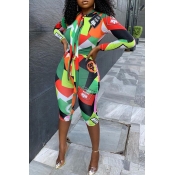 Lovely Casual Printed Multicolor One-piece Jumpsui