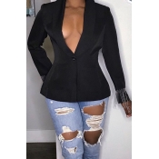 Lovely Casual Tassel Design Black Blazer