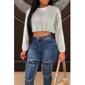 Lovely Trendy Hollow-out White Sweaters