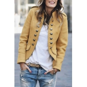 Lovely Buttons Design Yellow Coat