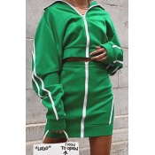 Lovely Sportswear Striped Green Two-piece Skirt Se