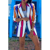 Lovely Casual Striped Multicolor Blazer