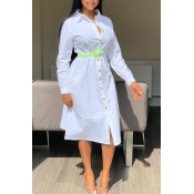 Lovely Sweet Turndown Collar Buttons Design White 