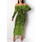 Lovely Casual Leopard Printed Green Ankle Length D