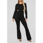 Lovely Chic Backless Black One-piece Jumpsuit