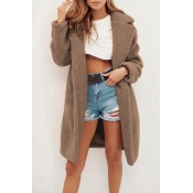 Lovely Trendy Winter Long Light Tan Coat