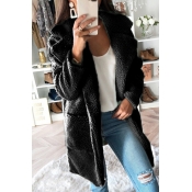 Lovely Trendy Pockets Design Black Coat