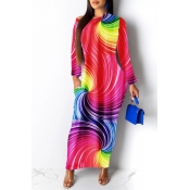 Lovely Casual Printed Multicolor Ankle Length Dres