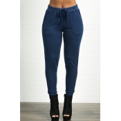 Lovely Work Lace-up Dark Blue Pants