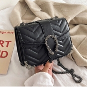 Lovely Casual Patchwork Black PU Messenger Bag