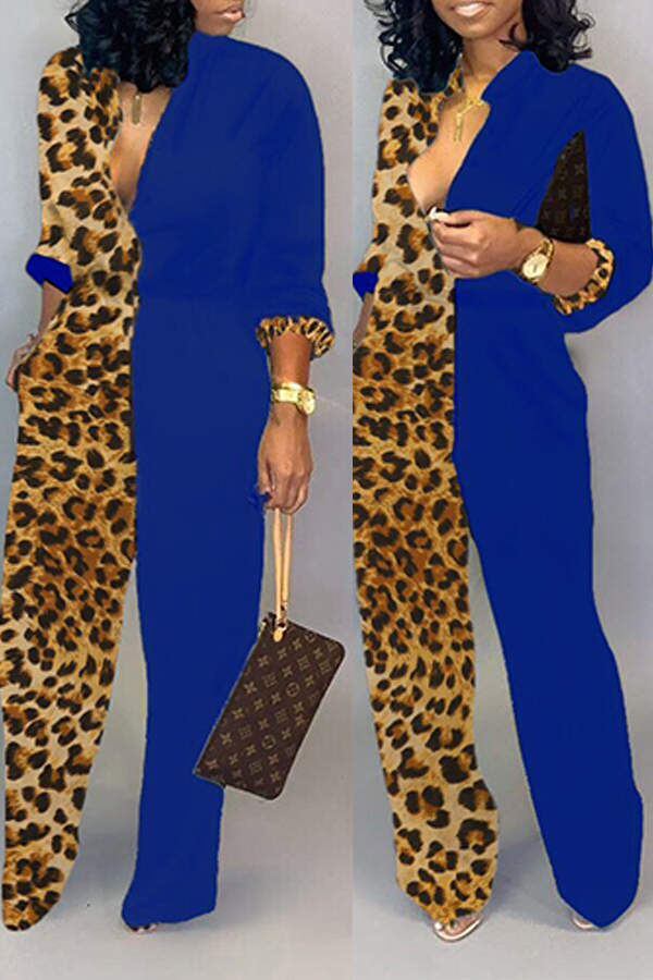 

Lovely Casual Patchwork Royal Blue One-piece Jumpsuit, Royalblue