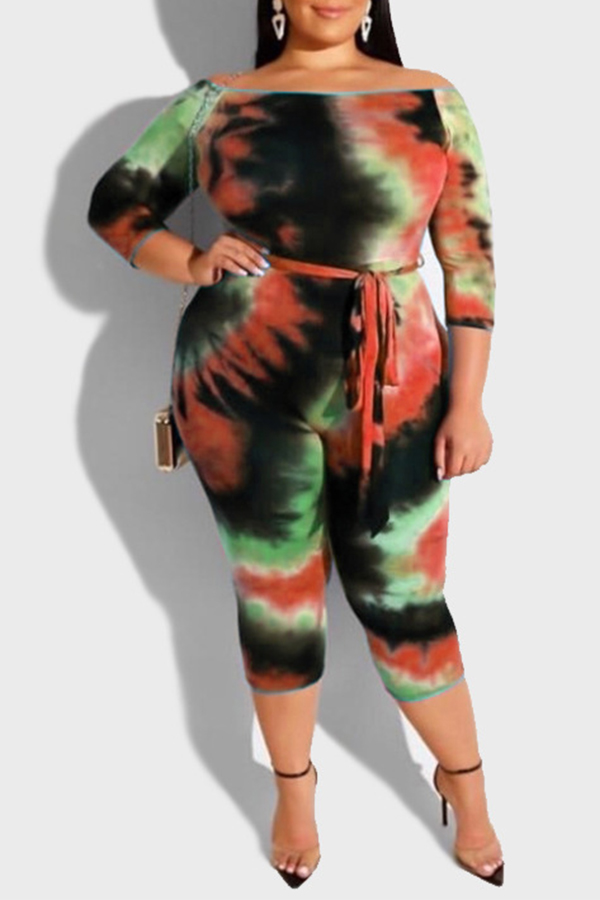 

Lovely Stylish Tie-dye Croci Plus Size One-piece Jumpsuit, Jacinth