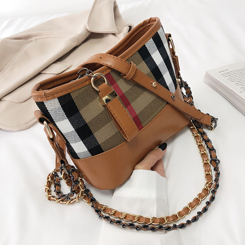 brown shoulder bag with chain