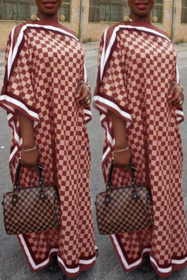

Lovely Casual Printed Red Floor Length Plus Size Dress