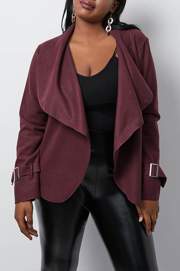 Cheap Coat&Jacket Lovely Casual Turn-down Collar Wine Red Coat