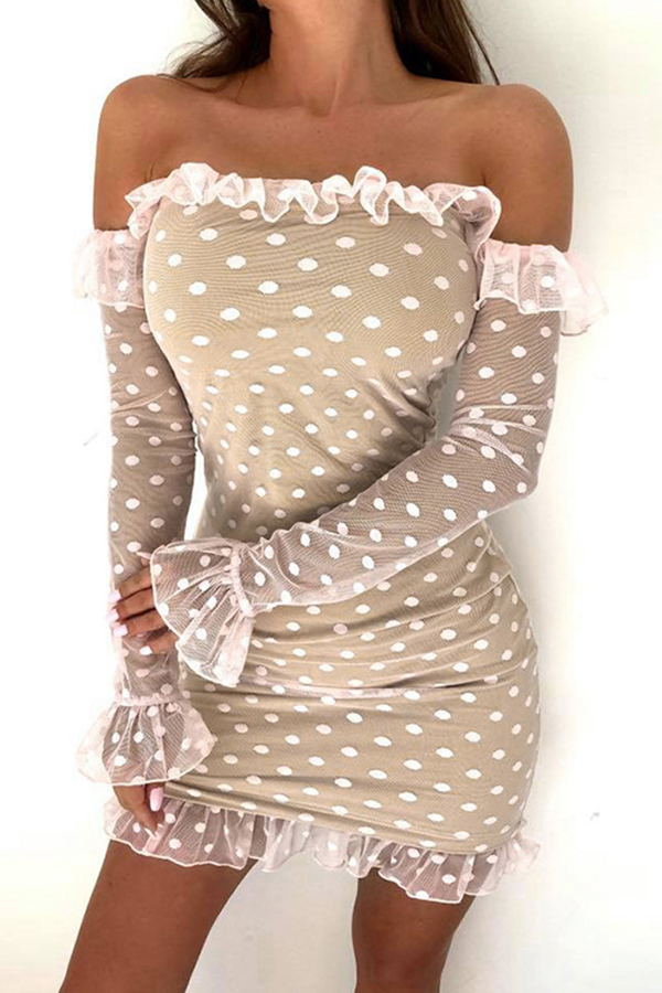 Cheap Dress Lovely Sweet Dot Patchwork White Mini Dress