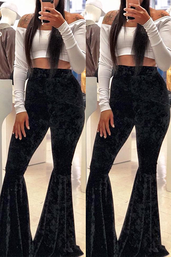

Lovely Casual Flared Black Pants