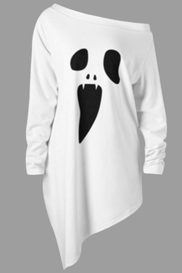 

Lovely Casual Printed White Plus Size Tshirt