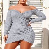 Lovely Casual Off The Shoulder Grey Mini Dress