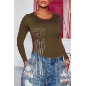Lovely Casual Tassel Design Army Green T-shirt