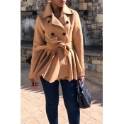 Lovely Casual Double-breasted Khaki Trench Coat