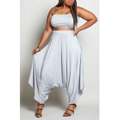 Lovely Casual Loose Grey Plus Size Two-piece Pants