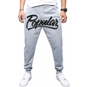 Lovely Casual Letter Printed Grey Pants
