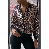Lovely Casual Sequined Gold Coat